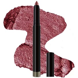 2 In1 Rose Red Eyeshadow Stick Eyeliner Pencil Sharpenable Multi-Use Longwear Eye Shadow Eye Liner Waterproof Long-Lasting Transfer-Proof Cream Matte Palette Dark Shimmer Light Glitter (# 04)