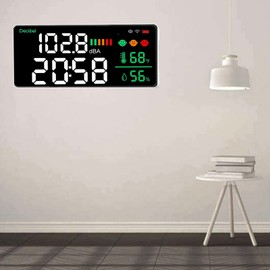 Medidor de Decibelios LED WiFi Medidor de Nivel de Sonido Montado en la Pared de 11 Pulgadas con Pantalla de Tiempo de Humedad de Temperatura para Tuya
