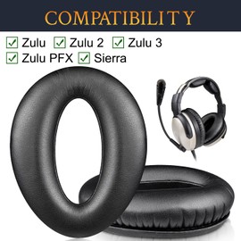 SOULWIT Professional Replacement Earpads Cushions for Lightspeed Zulu, Zulu2, Zulu3, Zulu PFX, Sierra Aviation Headset, Ear Pads with Softer Protein Leather, Noise Isolation Foam - Black