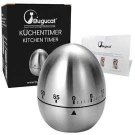 Bugucat Cucina Timer, Egg-shaped Egg Timer, Stainless Steel Kitchen Timer, Stainless Steel Kitchen Timer, Rustproof Timer with Stopwatch, 60 Minutes Kitchen Countdown Timer, Timer