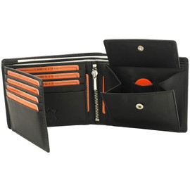 Fa.Volmer® VO19 men's leather wallet brown with RFID protection, real leather wallet, used-look. Black