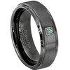 6mm Brushed Gunmetal Tungsten Carbide Wedding Band with 0.05ctw Princess