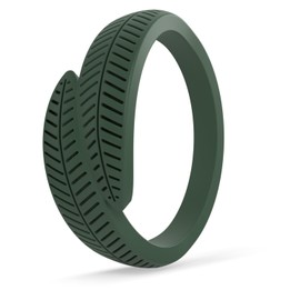 Enso Rings Silicone Wedding Ring - Ultra-Flexible, Breathable Silicone - Stackable & Giftable - 2.5mm Wide, 1.75mm Thick - Banana Leaf (Spruce) - Size 8