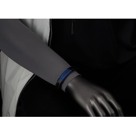 COOLSTEELANDBEYOND Men's Black Blue Braided Leather Bracelet Bangle, Stylish Double-Layer Design, Stainless Steel Clasp, Length 8.27", Width 0.43", Black and Blue Leather, no gemstone