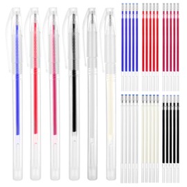 36 pcs Heat Erasable Pen for Fabric, Heat Erasable Fabric Pens for Sewing with 30 Refills and 6 Barrels, Assorted Colors Marking Pens for Sewing Quilting Dressmaking DIY Crafts