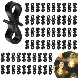 120 Pcs Black Gutter Hooks, Reusable Plastic S Gutter Clips Holiday Lights Hooks Mount to Shingle, Outdoor Gutter Clips Hangers for Securing Outdoor Icicle Lights Home Garden Decor