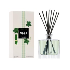 NEST New York Reed Diffuser, Cucumber & White Sage - 5.9 fl oz - Fragrance for Up to 90 Days - Reusable, Refillable Glass Holder - Includes 8 All-Natural Reed Sticks - Flame Free
