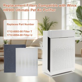 HR900 Replacement Filters Kit Compatible with Winix Ultimate Pet Air Purifier，1-Pack H13 True HEPA, 1-Pack Carbon Filter, Replaces Part Number 1712-0093-00 T & 1712-0094-00 U