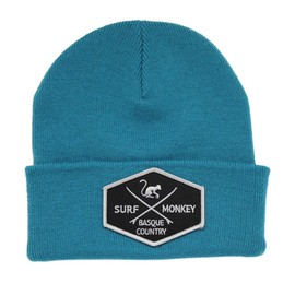 DRESSED IN MUSIC PLAY WITH ME Surf Monkey Hemmed Beanie for Men/Women One Size, sky blue, One Size