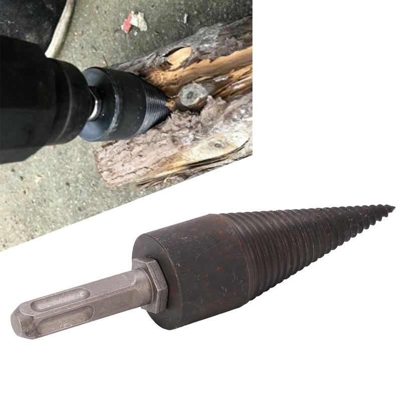 Wood Cone Punch Firewood Separation Detachable Round Shank Thread Drill