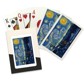 Boulder, Colorado, Winter Bigfoot, Van Gogh Starry Night (52 Playing Cards, Poker Size Card Deck with Jokers)