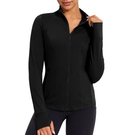 VUTRU Women's Workout Jackets Zip Up Athletic Jackets Lightweight Running Yoga Jackets with Pockets (Black,L)