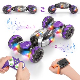 Gesture Sensing RC Stunt Car 360° Rotating 4WD Drift 2.4G Remote Control with Light and Music for Boys Girls 6-12 Years Oldcolor: Orange