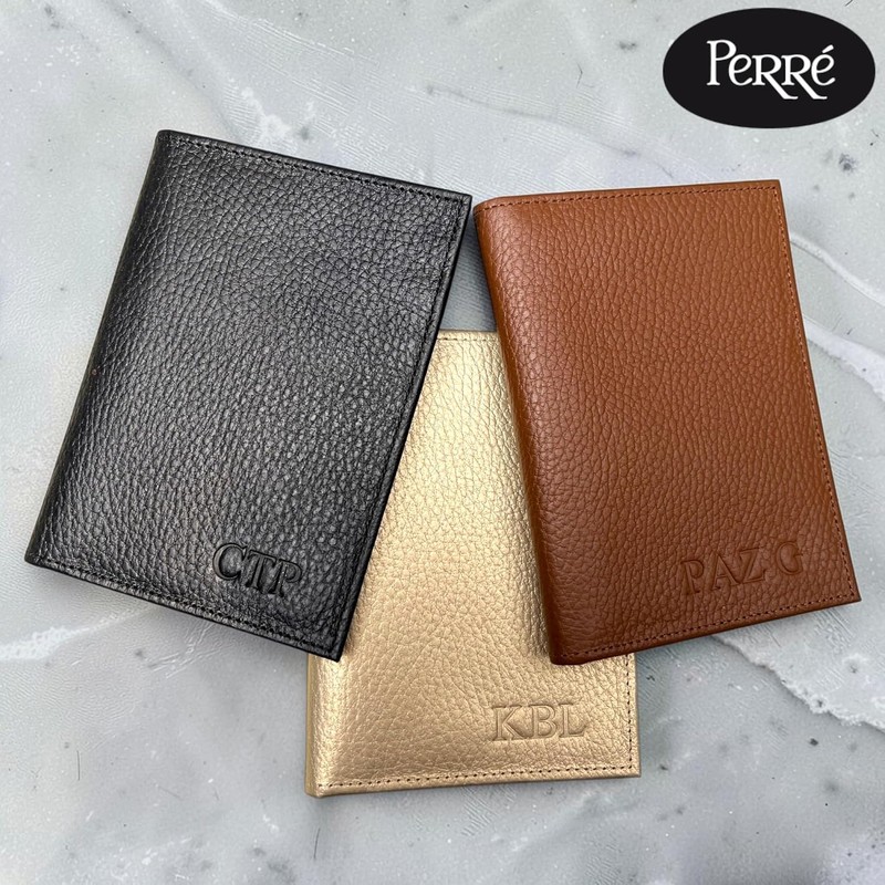 PERRÉ Porta pasaporte Bifold en Piel Genuina. Puede ser personalizado