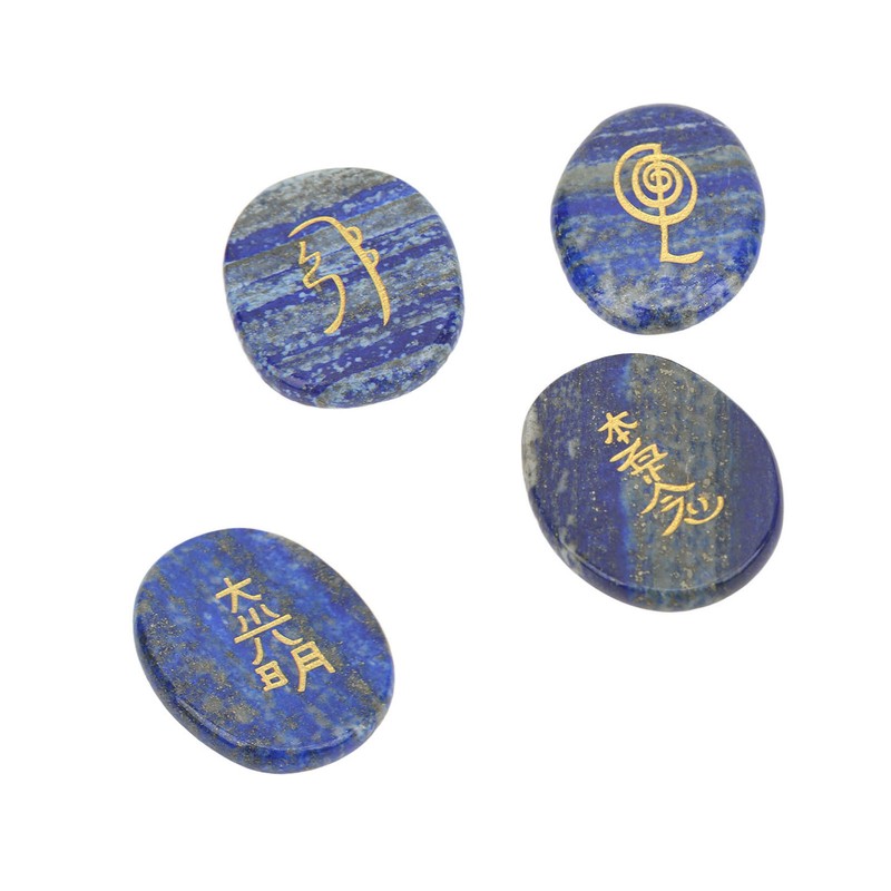 4Pcs Reiki Symbols Stones Smoother Surfaces Engraved Reiki Stones for
