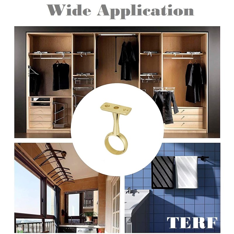 TERF® Polished Brass Ceiling-Mount Bracket for Up to 19mm Diameter
