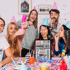 Stuff4 50th Anniversary Poster Framed - Married In 1975 Newspaper - Happy 50th Wedding Anniversary for Men Women Vintage Gifts Retro Back In 1975, 8x10 Inch Fiftieth Anniversaries Posters