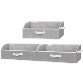 StorageWorks Closet Storage Bins, Trapezoid Organizer Box for Shelves, Fabric Clothes Bin, Foldable Organizing Baskets with Handles, Jumbo, Gray, 3-Pack