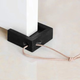 Door Stopper, Shock Absorbent Block Door Stop Wedge, Home Office Door Anti-Collision Non Slip Doorstop for Most Floor Types and Carpet Heavy Duty Door(Black)