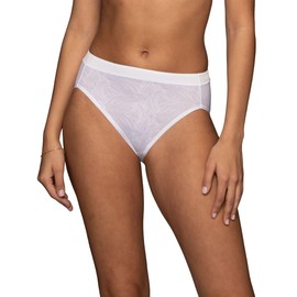 Vanity Fair Women's Effortless Panties for Everyday Wear, Buttery Soft Fabric, Hi Cut-White Lace, 7