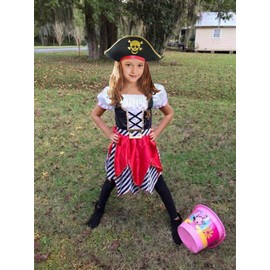 Sincere Party Girls' Pirate Costume Pirate Dress with Hat Size 9-10 Years