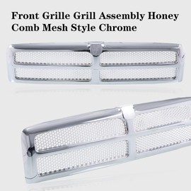 Perfit Liner New Front Grille Grill Assembly Honey Comb Mesh Style Chrome Compatible For DODGE Ram 1500 1994-2001 Ram 2500 3500 1994-2002 Pickup 55076550AB CH1200178