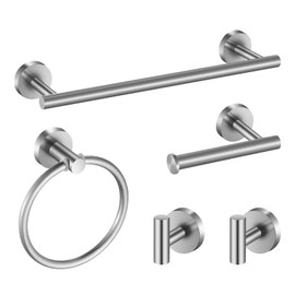 Bathroom Hardware Set, Bathroom Accessories Set Including 16'' Tower Bar, Towel Ring and 2 PCS Towel Hooks (5 Pieces, Brushed Nickel)