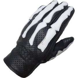STARKS ■Bone Leather Mesh Gloves Bone (Skull) Design (Smartphone Touch Equipment) Punching Leather Gloves SG-006 (LL Size)