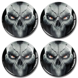 Biomar Labs® 4 x 70mm 3D Domed Car Wheel Centre Rims Hub Skull Stickers Decals For Caps Vehicle Auto Tuning Emblem A 1670 Z*