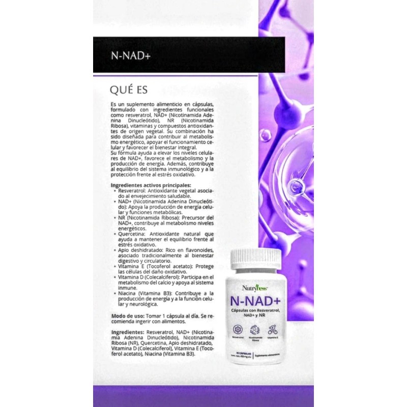 N-nad Capsulas Con Resveratrol, Argania Cosmetics Sin Sabor