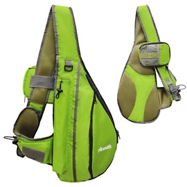 EUPHENG Aventik Tenkara Sling Bag, Adjustable Outdoor Tenkara Fishing Shoulder Backpack, Large Capacity with Multi Function(Green)
