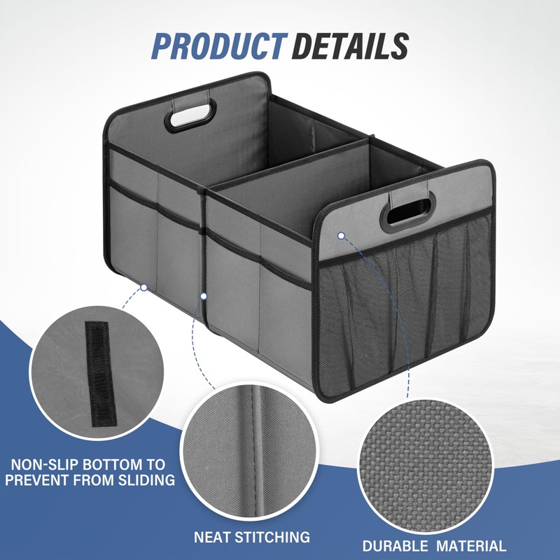 Simple Deluxe Car Trunk Organizer for SUV, Collapsible 2 Compartment