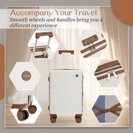 Hulsin Carry on Luggage Suitcase, 22x14x9 Airline Approved 20 Inch Hardside Carry-on Luggage with Spinner Wheels, Hard Shell Luggage with TSA Lock, Hard Case Small Travel Suitcase (White, 20-Inch)