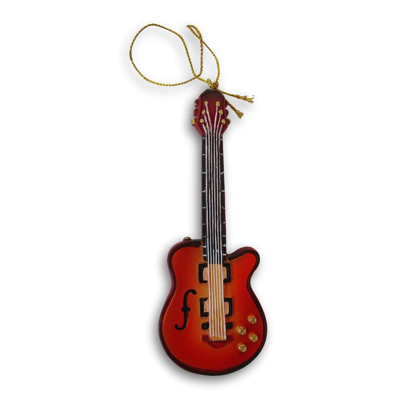 Orange Guitar Resin Christmas Tree Ornament