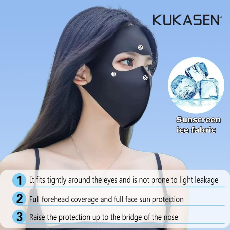 KUKASEN UPF 50+ Full Face Mask UV Protection Full Face