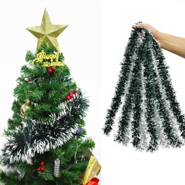 ADMAY Christmas Garlands, 10 m Tinsel Garland, Green and White for Christmas Tree, Artificial Fir Garland, Christmas Tree Garlands, Snow Garland, Christmas Decoration for Door, Stair Railing,