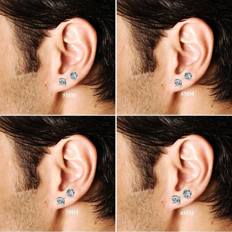 Jstyle 2 Pairs Stainless Steel Stylish Non-Piercing Magnetic Stud Earrings