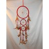 Red Triple Dream Catcher Mandella Beads & Feathers 26"