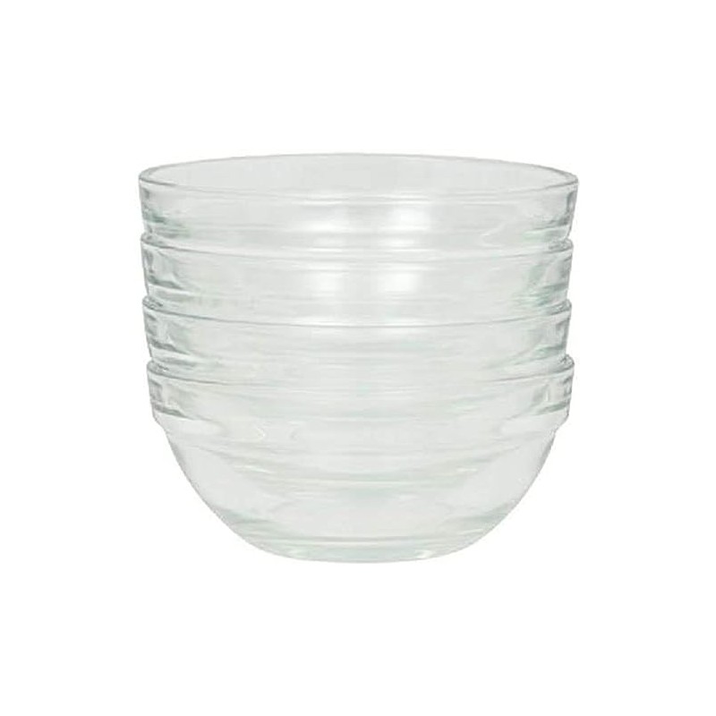 Set of 4 Stackable 3.5-Inch Serving/Mixing Prep Clear Glass Bowls.