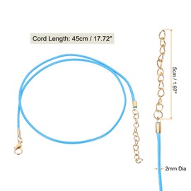 HARFINGTON 10pcs Waxed Necklace Cord Bulk, 18 Inches and 2mm Dia Necklace String Rope with Clasp for Pendants, Bracelets, Necklaces, Jewelry Making Beading Supplies,Pale Blue