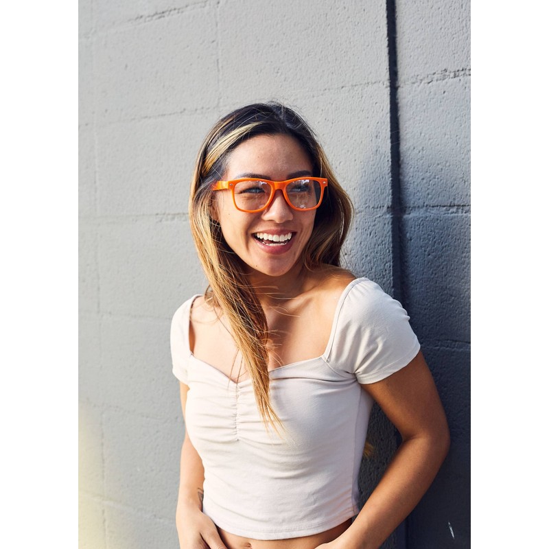 Vintage Retro 80's Sunglasses Clear Lens Orange Frame OWL ®