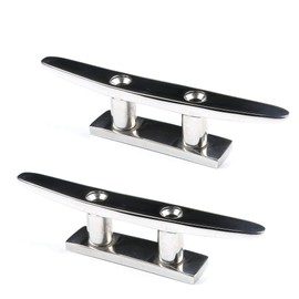 Thorn Mooring Boat Dock Cleat Marine Stainless Steel Flat Top 2 Holes (8-in,2-Pack)