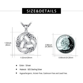 Celtic Knot Necklace for Men 925 Sterling Silver Trinity Protection Pendant Necklace Punk Amulet Celtic Jewelry Gifts for Dad Husband Birthday Anniversary