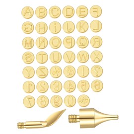 Operitacx 1 Set Soldering Iron Soldering Head Pyrography Tool 26 Letters Burning Tip Wood Burner Letter Stamp Woodworking Tool Letters Burning Tips Burning Alphabet Template Brass Golden