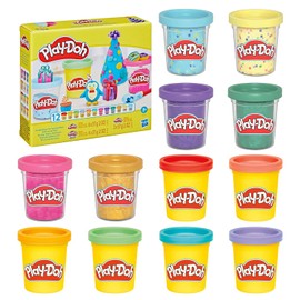 Play-Doh Paquete de 12 compuestos de celebración, incluye confeti y brillo metálico, surtido. Colores, regalos de regreso a clases, premios y recuerdos de fiesta, artes y manualidades para niños, juguetes preescolares, a partir de 3 años