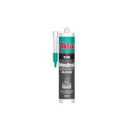 Akfix 918N Black 100% Silicone Caulk for Kitchen and Bathroom (1x10.5 fl.oz.) - Solvent-Free, Low Odor, UV & Water Resistant, Fast Curing, Paintable, High Elasticity Silicone Sealant | Black, 1 Pack