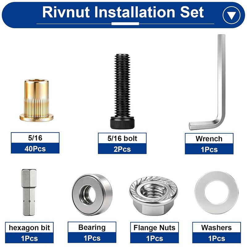 Tnisesm 40Pcs 5/16 Rivet Nut Installation Tool Set, 5/16-18 Carbon