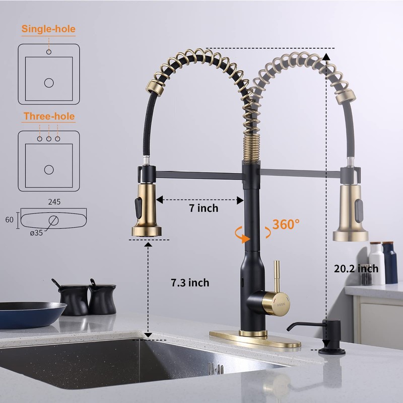 Touchless Kitchen Faucet ， KEER Smart Motion Sensor Hands Free