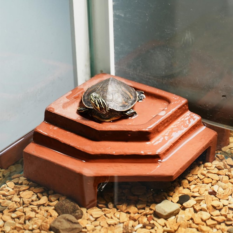 Flushbay Reptile Habitat Décor Hideouts Basking Platform with Ramp for