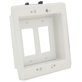 Arlington LVU2W-1 Recessed Low Voltage Mounting Bracket with Paintable Wall Plate, 2-Gang, White